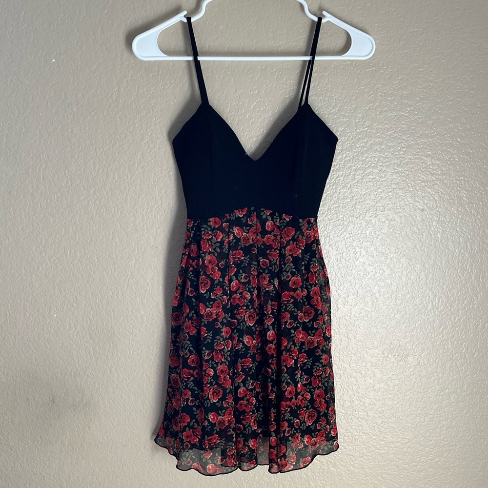 Black and red floral dress